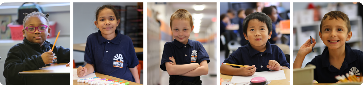 Collage of five individual student portraits